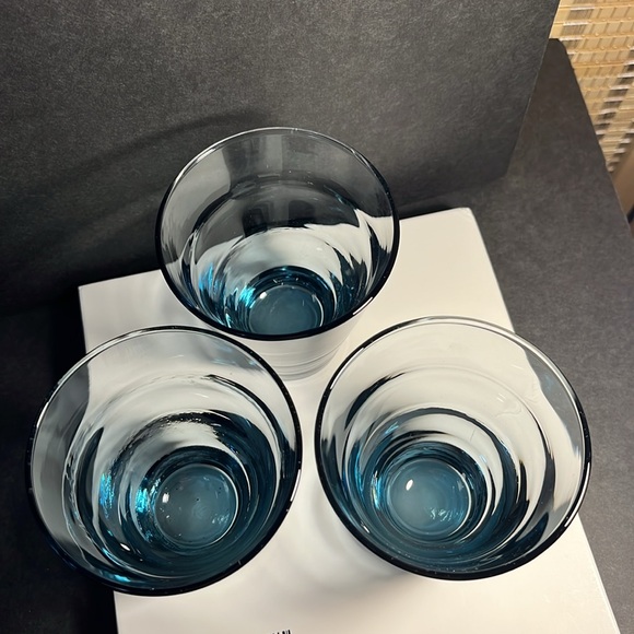 Libby Vintage Aqua Saturn Swirl Rocks Glasses 3 - Picture 2 of 5